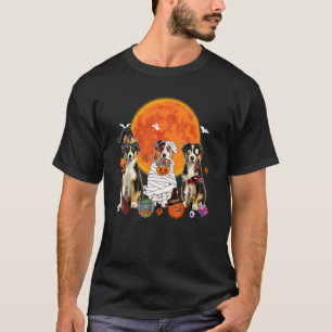 Halloween Drie Australische Herdershonden Heks Sca T-shirt