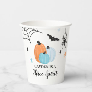 Halloween Drie Geest Blauwe Pompoenen 3e Verjaarda Papieren Bekers