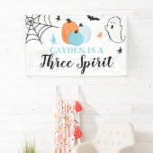 Halloween Drie Geest blauwe pompoenen 3e Verjaarda Spandoek (Insitu)