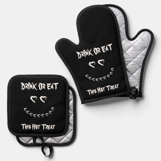 Halloween Drink of Eet Oven Mitt & Pot Holder set (Voorkant / Achterkant)
