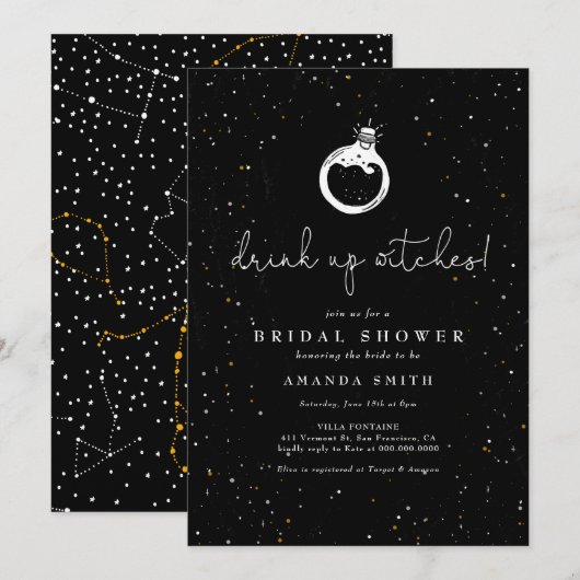 Halloween Drink op heksen Cocktail Vrijgezellenfee Kaart (Voorkant / Achterkant)