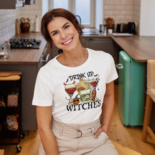 HALLOWEEN DRINK UP HEKSEN   WIJNLIEFHEBBER T-SHIRT