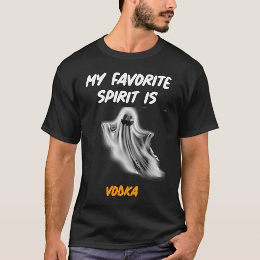 Halloween Drinking Party MY FAVORITE SPIRIT IS VOD T-shirt (Voorkant)