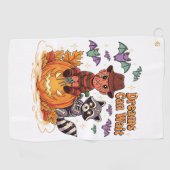 Halloween-dromen kunnen wachten op horrormonster golfhanddoek (Horizontaal)