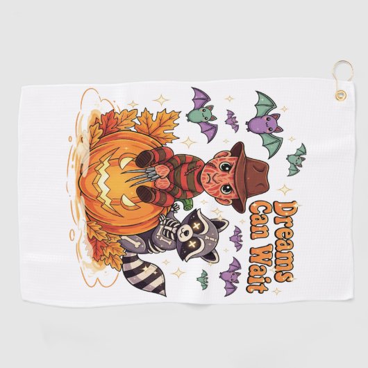 Halloween-dromen kunnen wachten op horrormonster golfhanddoek (Horizontaal)