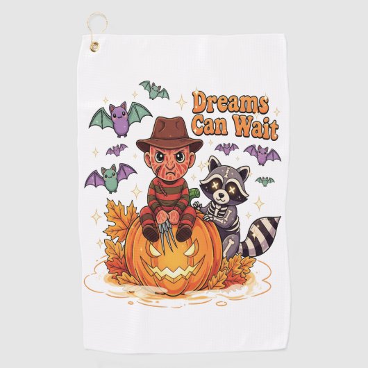 Halloween-dromen kunnen wachten op horrormonster golfhanddoek (Voorkant)