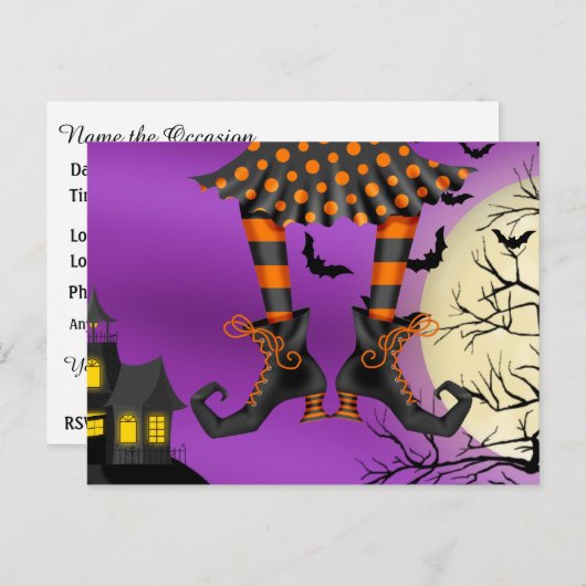 Halloween (drop in) Briefkaart Uitnodiging (Voorkant / Achterkant)