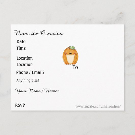 Halloween (drop in) Briefkaart Uitnodiging (Achterkant)