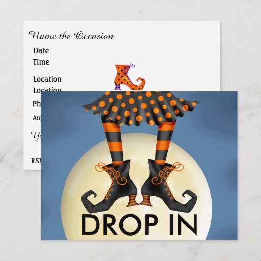 Halloween (drop in) Briefkaart Uitnodiging (Voorkant / Achterkant)