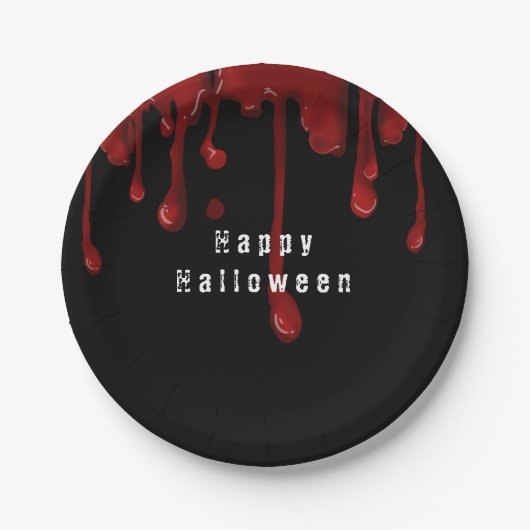 Halloween druipend bloed papieren bordje (Voorkant)