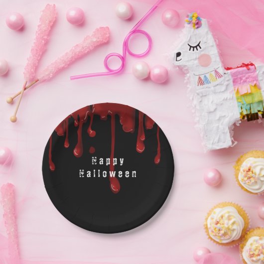 Halloween druppelend bloed papieren bordje (Feest)