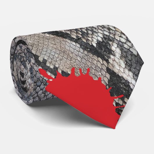 Halloween Druppelende Bloed Python Snake Huid Bloe Stropdas (Opgerold)