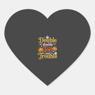 Halloween Dubbel Dubbel Toverij en Problemen Heks Hart Sticker