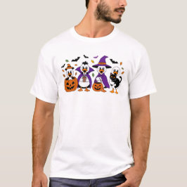 Halloween Duck Witch Pet, pompoen, cacao en kat T-shirt