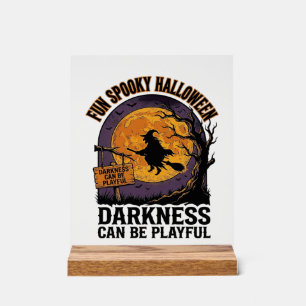 Halloween Duisternis Shirt Vintage Heks Maan Desig Acryl Bord
