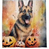 Halloween Duitse Herder Met Pompoenen Eng Douchegordijn (Voorkant)