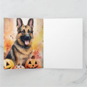 Halloween Duitse Herder Met Pompoenen Eng Kaart (Binnen)