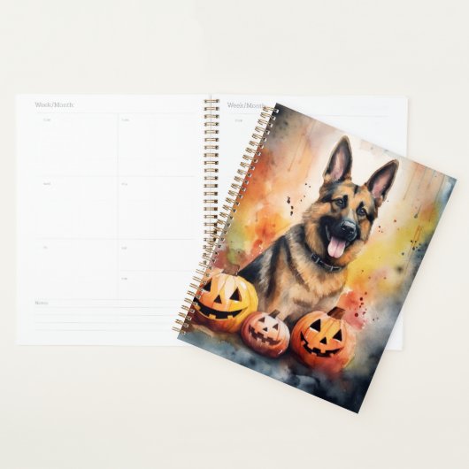 Halloween Duitse Herder met Pompoenen Eng Planner (Display)