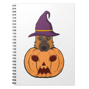 Halloween Duitse herders met heks Pet vast in Notitieboek