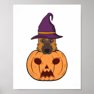 Halloween Duitse herders met heks Pet vast in Poster