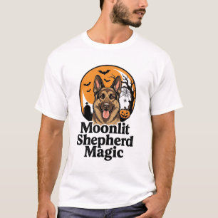 Halloween Duitse Herdershond Griezelige Maan Hond  T-shirt