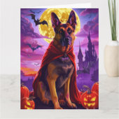 Halloween Duitse Herdershond Vampier Pompoenen Eng Kaart (Voorkant)