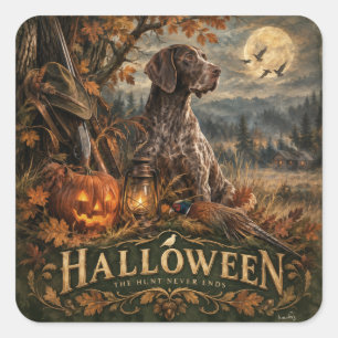 Halloween Duitse Staande Hond Jachthond Vierkante Sticker