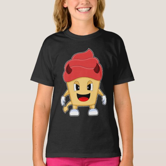 Halloween Duivel Cupcake T-shirt (Voorkant)
