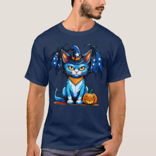 Halloween Duivel Kat Pompoen Amerikaans T-shirt
