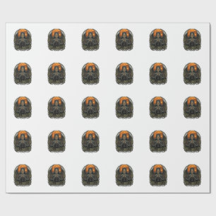 Halloween Duivel Nonnenkroon Vleugels Oranje Maan_ Cadeaupapier