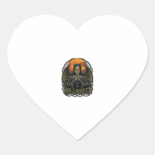 Halloween Duivel Nonnenkroon Vleugels Oranje Maan_ Hart Sticker