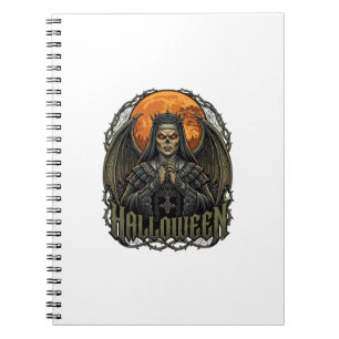 Halloween Duivel Nonnenkroon Vleugels Oranje Maan_ Notitieboek