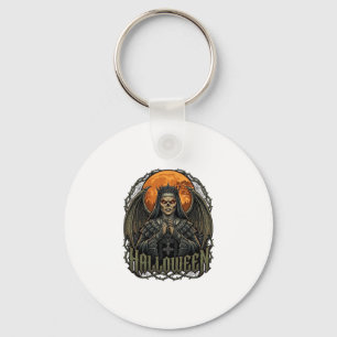 Halloween Duivel Nonnenkroon Vleugels Oranje Maan_ Sleutelhanger