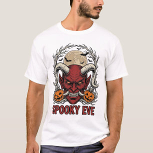 Halloween Duivel T-shirt met Vintage Gravure Pompo