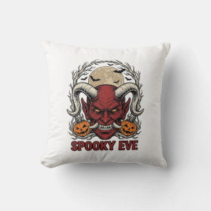 Halloween Duivel T-shirt met Vintage Gravure Pompo Kussen