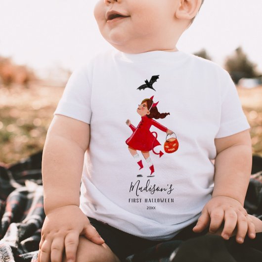 Halloween-duivelmeisje rode baby T-Shirt