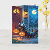 Halloween Duizendpoot Trick-or-Treaten Kaart (Gele Bloem)