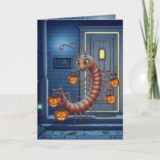 Halloween Duizendpoot Trick or Treating Kaart (Voorkant)