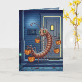 Halloween Duizendpoot Trick or Treating Kaart (Gele Bloem)