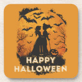 Halloween-Duo im Mondlicht Bier Onderzetter (Voorkant)