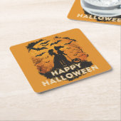 Halloween-Duo im Mondlicht Kartonnen Onderzetters (Schuin)