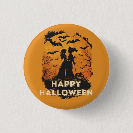 Halloween-Duo im Mondlicht Ronde Button 3,2 Cm (Voorkant)