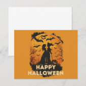 Halloween-Duo im Mondlicht RSVP Kaartje (Voorkant / Achterkant)