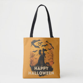 Halloween-Duo im Mondlicht Tote Bag