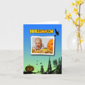 Halloween Dusk met heks Add Photo Lijst Kaart (Gele Bloem)