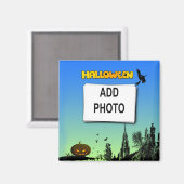 Halloween Dusk met heks Add Photo Lijst Magneet (Voorkant / Achterkant)