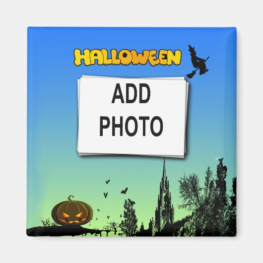 Halloween Dusk met heks Add Photo Lijst Magneet (Voorkant)