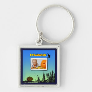 Halloween Dusk met heks Add Photo Lijst Sleutelhanger