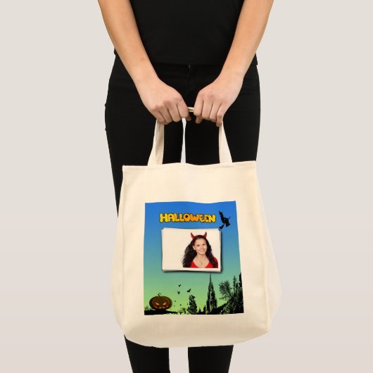 Halloween Dusk met heks Add Photo Lijst Tote Bag (Voorkant (product))