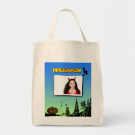 Halloween Dusk met heks Add Photo Lijst Tote Bag
